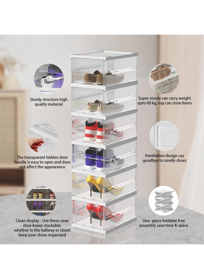 أوزيغالور منظم أحذية 6 طبقات بأبواب - خزانة تخزين أحذية بلاستيكية قابلة للتركيب، تركيب سهل لتوفير المساحة للخزانة ومدخل المنزل (1 مجموعة) - Image 3