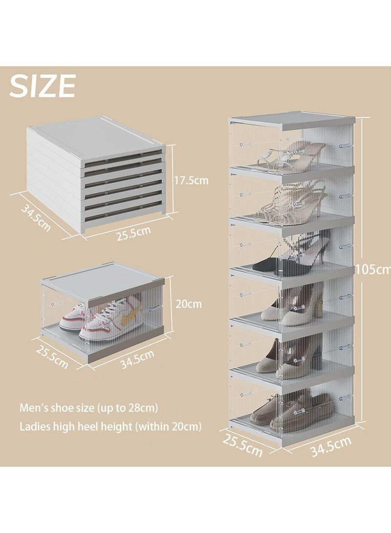 أوزيغالور منظم أحذية 6 طبقات بأبواب - خزانة تخزين أحذية بلاستيكية قابلة للتركيب، تركيب سهل لتوفير المساحة للخزانة ومدخل المنزل (1 مجموعة) - Image 5