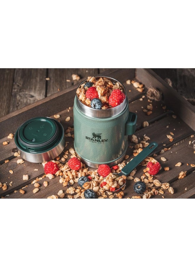 Stanley جرّة طعام كلاسيكية أسطورية + ملعقة وشوكة 14 أونصة باللون الأخضر المطرق - Image 4