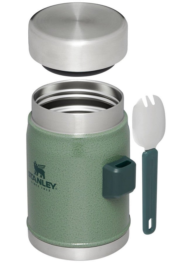 Stanley جرّة طعام كلاسيكية أسطورية + ملعقة وشوكة 14 أونصة باللون الأخضر المطرق - Image 3