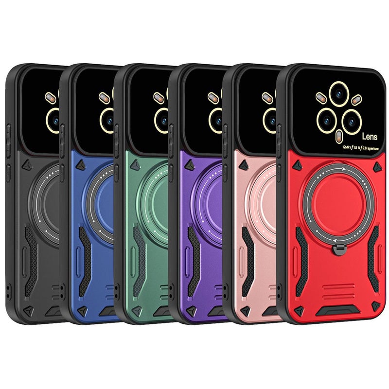 erorex For Realme 14 Pro+ 5G Large Window MagSafe Holder Phone Case(Black) - Image 2