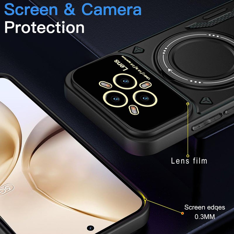 erorex For Realme 14 Pro+ 5G Large Window MagSafe Holder Phone Case(Black) - Image 5