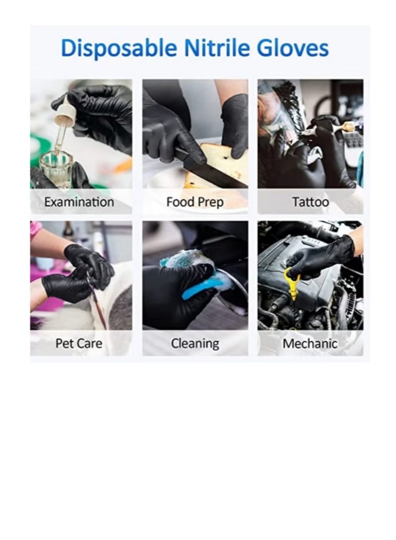 Falcon Pack of 2 Falcon Nitrile Gloves, Black, MEDIUM, Powder Free, best for Restaurant, Saloon, Kitchen, Cleaning, Food Prep (2 Pack x 100 Pieces) - Image 2