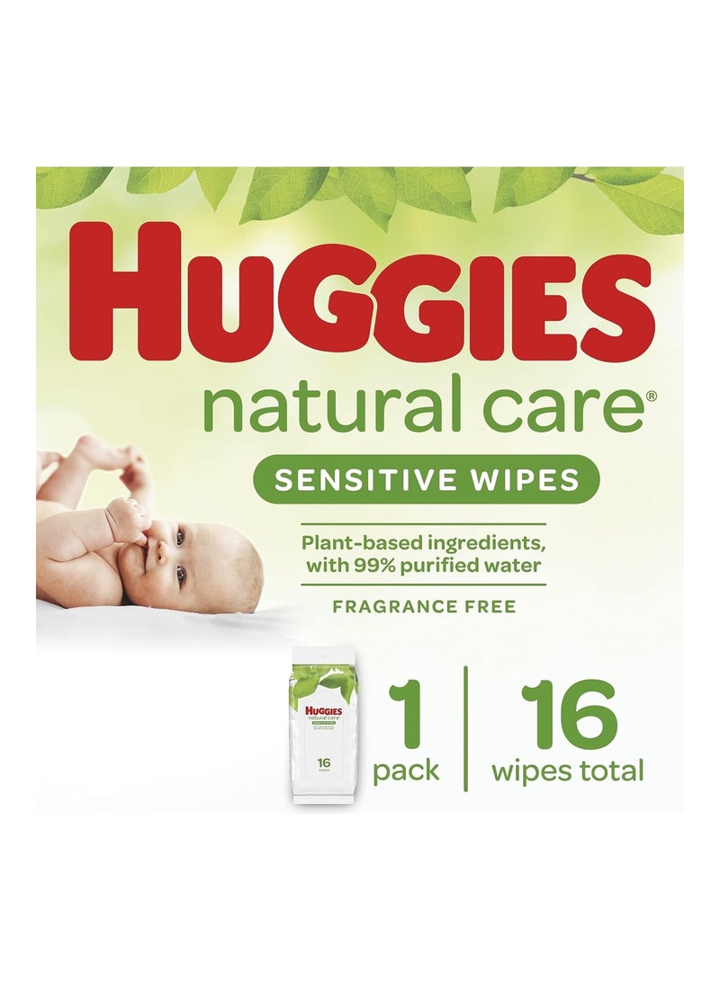 HUGGIES Bundle 12 Pack Of Natural Care Unscented Baby Travel Wipes 16Ct Each - Image 2