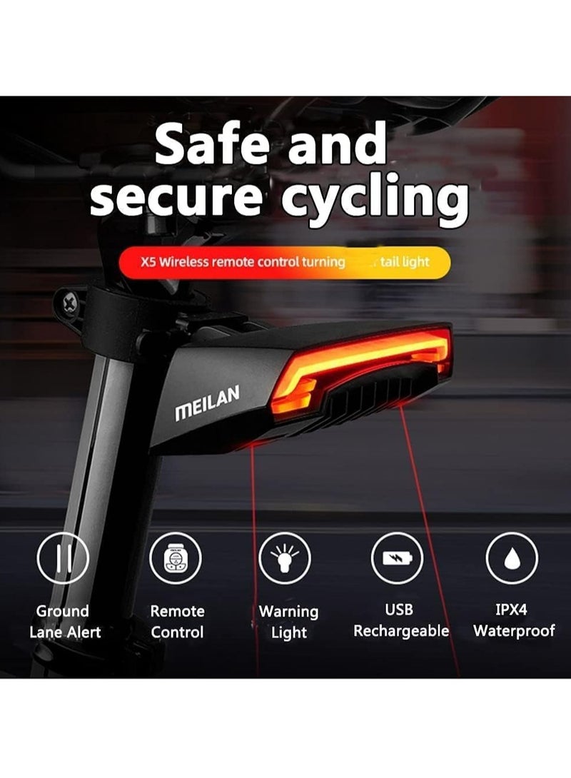 ميلان MEILAN X5 Smart Bike Tail Light Wireless Turn Signals Automatic Brake Light Ground Warning Line Remote Control USB Rechargeable Waterproof Safety Warning Rear Back Cycling - Image 5