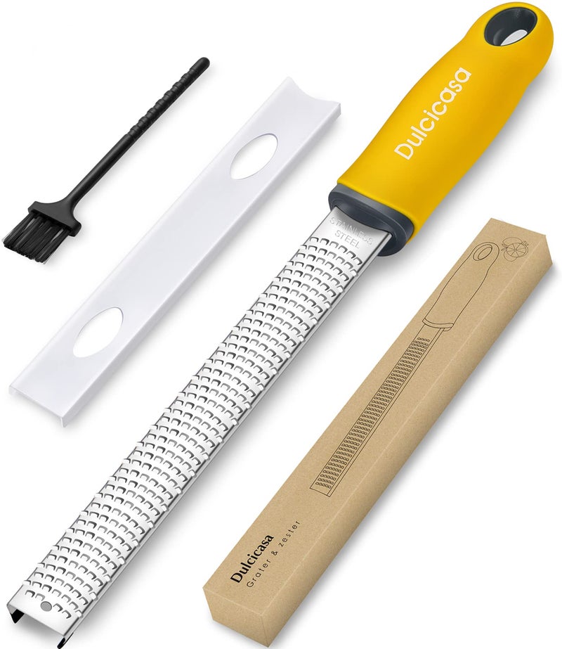 Dulcicasa Professional Stainless Steel Lemon Zester & Grater - Premium Kitchen Tool for Cheese, Garlic, Ginger, Chocolate, Vegetables & Fruits | Dishwasher Safe  - Image 1