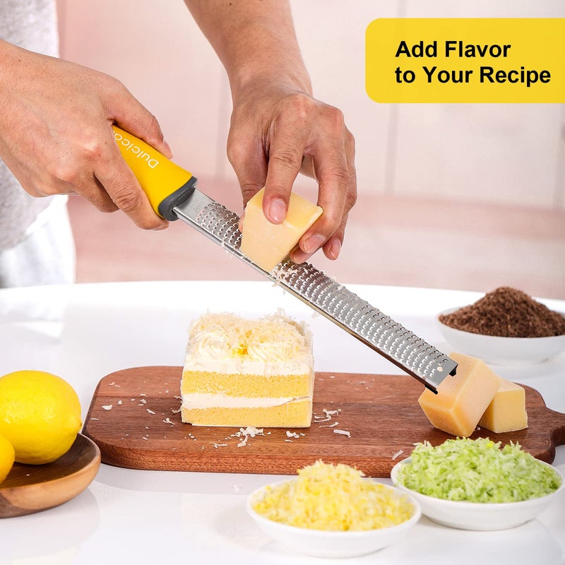 Dulcicasa Professional Stainless Steel Lemon Zester & Grater - Premium Kitchen Tool for Cheese, Garlic, Ginger, Chocolate, Vegetables & Fruits | Dishwasher Safe  - Image 2