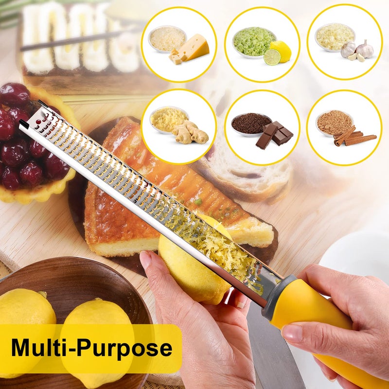 Dulcicasa Professional Stainless Steel Lemon Zester & Grater - Premium Kitchen Tool for Cheese, Garlic, Ginger, Chocolate, Vegetables & Fruits | Dishwasher Safe  - Image 3