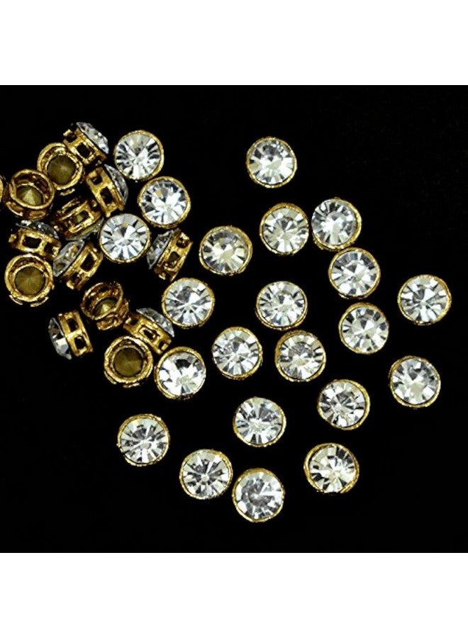 Embroiderymaterial خامات تطريز لخرز/حجر الراين/حجر الكوندان والمرايا للعمل الحرفي، العمل بالتطريز، العمل بالمجوهرات، عمل الأري، عمل الماجام وغيرها (شكل دائري، لون فضي، 9MM، 50 قطعة) - Image 1