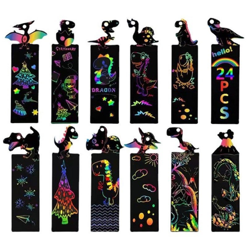 Colorful Scratch-Off Book Set Animal Bookmark Diy Scratch-Off Special-Shaped Colorful Drawing Paper Kidsren'S Painting Graffiti - Image 2