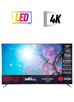 جينيرال جولد تلفزيون ذكي من General Gold بقياس 70 بوصة، بدقة 4K UHD، يعمل بنظام WebOS Hub، تصميم بدون إطار، تحكّم صوتي، بلوتوث، يدعم Netflix وYouTube وPrime Video  - Image 1