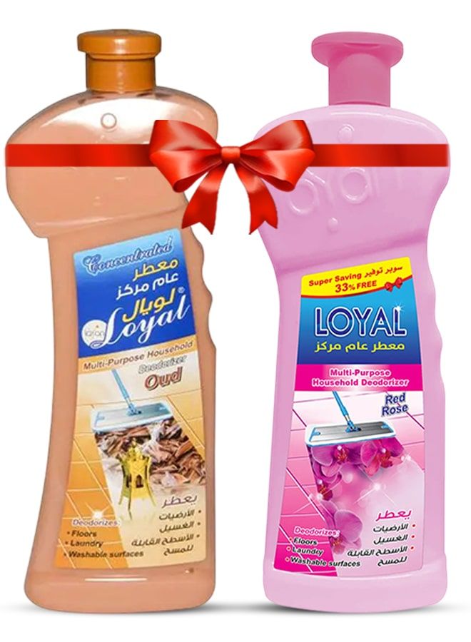 لويال عطر متعدد الاستخدامات للاستخدام المنزلي، عبوتان سعة 2100 مل، برائحة الورد الأحمر والعود