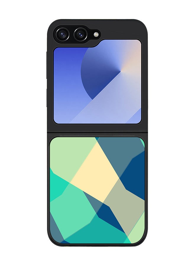 Stylizedd Rugged Black edge case for Samsung Galaxy Z Flip7 FE, Slim fit Soft Case Flexible Rubber Edges Anti Drop TPU Gel Thin Cover -  Checkered Aqua - Image 1