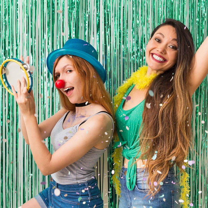 K.E.J. 2 Pack Foil Curtain Backdrop Green Metallic Tinsel Foil Fringe Curtains Photo Booth Props for Birthday Wedding Engagement Baby Shower Bachelorette Christmas Holiday Celebration Party Decorations - Image 5