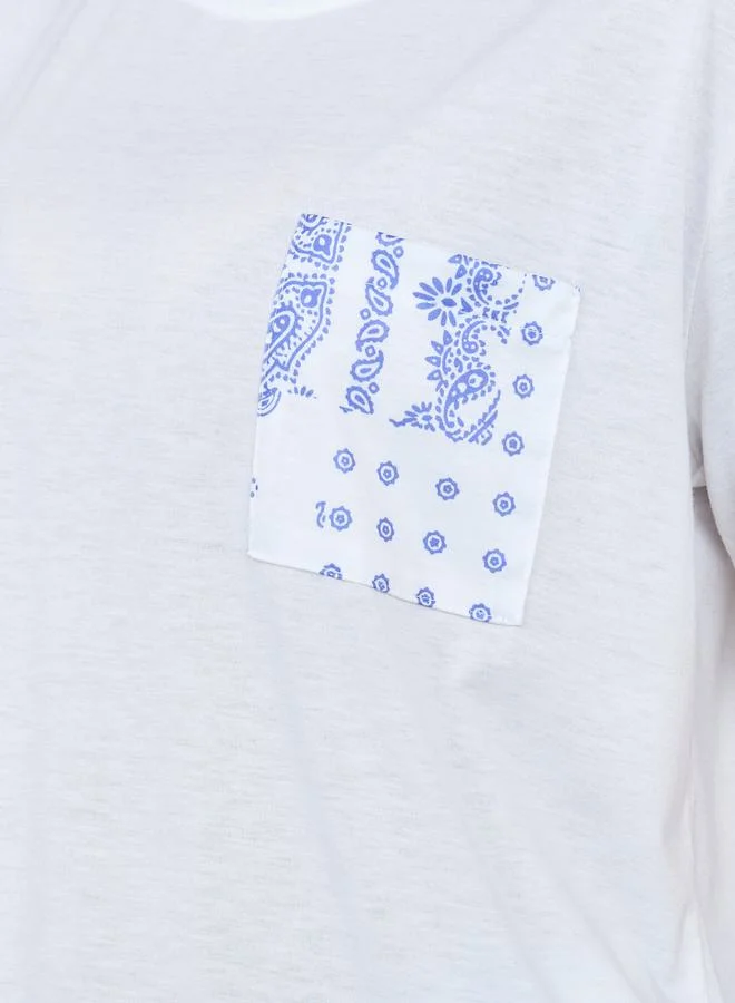 Styli Printed Pocket T-Shirt & Wide Leg Pyjama Set
