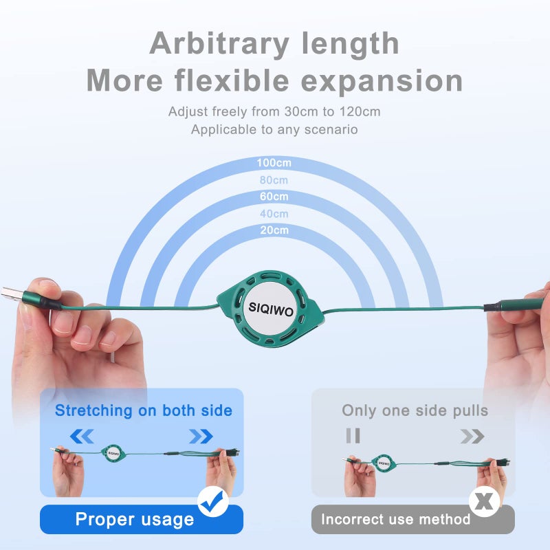 SIQIWO Multi USB C Retractable Cable, [3.3Ft/3A/2 Pack] QC 3.0 USB C Splitter Cable, 3 in 1 Charger Cord with 3 Type C Ports, Fast Charging for iPhone 15 16 17 Series, iPad Pro, Samsung Galaxy S25 S24 - Image 2
