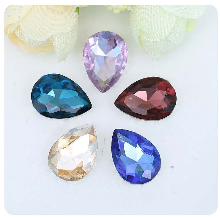 Teardrop Glass Rhinestone Silver Plated for DIY Phone Beads - Image 1