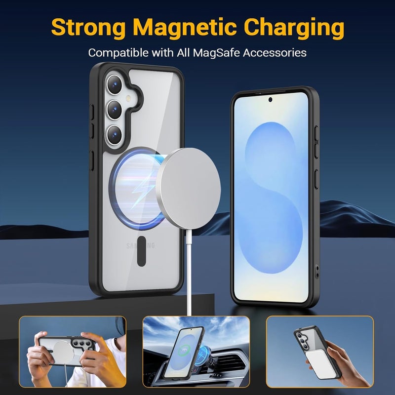 ShieldTech Back Cover Case for Samsung Galaxy S 24 Ultra 5G | Anti Yellow | Mag-Safe | Transparent & Black Mobile Phone Case for Samsung Galaxy S 24 Ultra / S24Ultra 5G | TPU Transparent & Black - Image 4