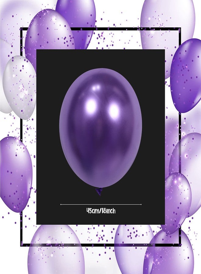 Aoriher 6 Pieces 18 Inch Large Metallic Balloons Giant Extra Large Latex Jumbo Chrome Balloons for Birthday Wedding Baby Shower Party Decoration (Purple,18 Inch) - Image 2