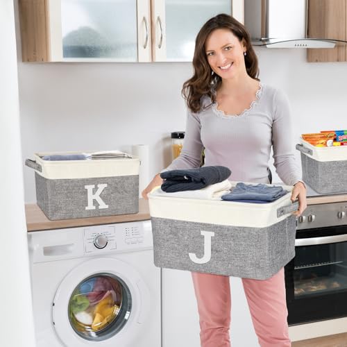 Lukeline Personalized Gifts Storage Basket Fabric Storage Bins for Shelves, Monogrammed Gifts Storage Baskets for Organizing, Decorative Storage Baskets for Pantry Closet Office Living Room (Letter M) - Image 5