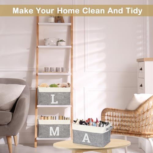 Lukeline Personalized Gifts Storage Basket Fabric Storage Bins for Shelves, Monogrammed Gifts Storage Baskets for Organizing, Decorative Storage Baskets for Pantry Closet Office Living Room (Letter M) - Image 4