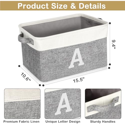 Lukeline Personalized Gifts Storage Basket Fabric Storage Bins for Shelves, Monogrammed Gifts Storage Baskets for Organizing, Decorative Storage Baskets for Pantry Closet Office Living Room (Letter M) - Image 2