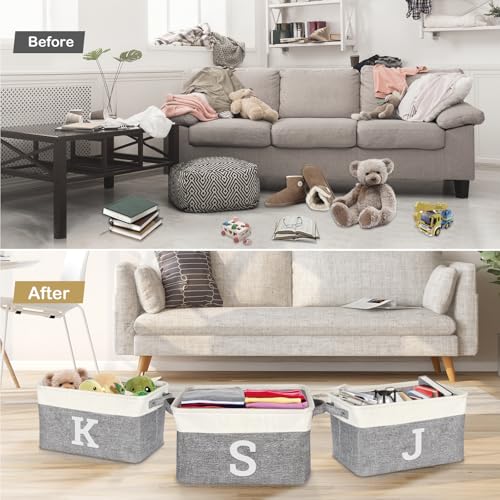 Lukeline Personalized Gifts Storage Basket Fabric Storage Bins for Shelves, Monogrammed Gifts Storage Baskets for Organizing, Decorative Storage Baskets for Pantry Closet Office Living Room (Letter M) - Image 3