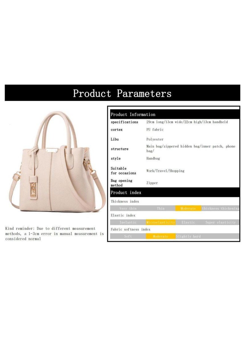Y&D Leather Satchel Handbag Beige - Image 2