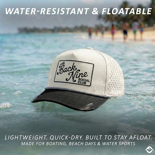 Funky Junque Golf Hat for Men Performance Waterproof 5 Panel Rope Trucker Snapback Breathable Workout Cap The Back Nine Social Club BlackBeige - Image 3
