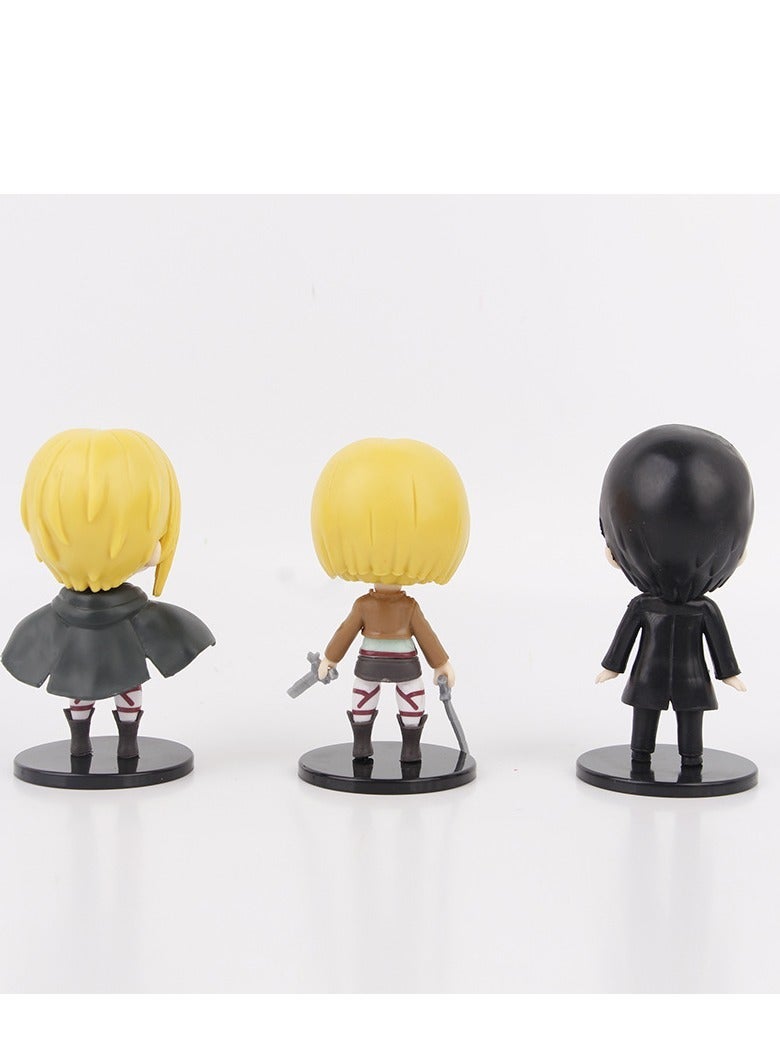 general 6-Piece Attack on Titan PVC Figures Set, Including 3rd Gen Eren, Armin, Hange, and Reiner, 10cm High, Perfect for Collecting, Home Decor, and Small Gifts - Image 3