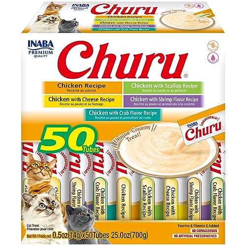 INABA Churu Cat Treats, Grain-Free, Creamy Purée Cat Treat/Topper, Chicken Variety - Image 1