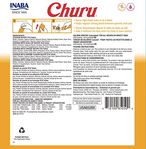 INABA Churu Cat Treats, Grain-Free, Creamy Purée Cat Treat/Topper, Chicken Variety - Image 2