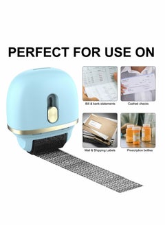 KASTWAVE Lomil Identity Protection Roller Stamps 1 Pack - Wide Identity Theft Protection Stamp for ID Blockout with 4 Refills - Privacy Confidential and Address Blocker (Blue)  - Image 1