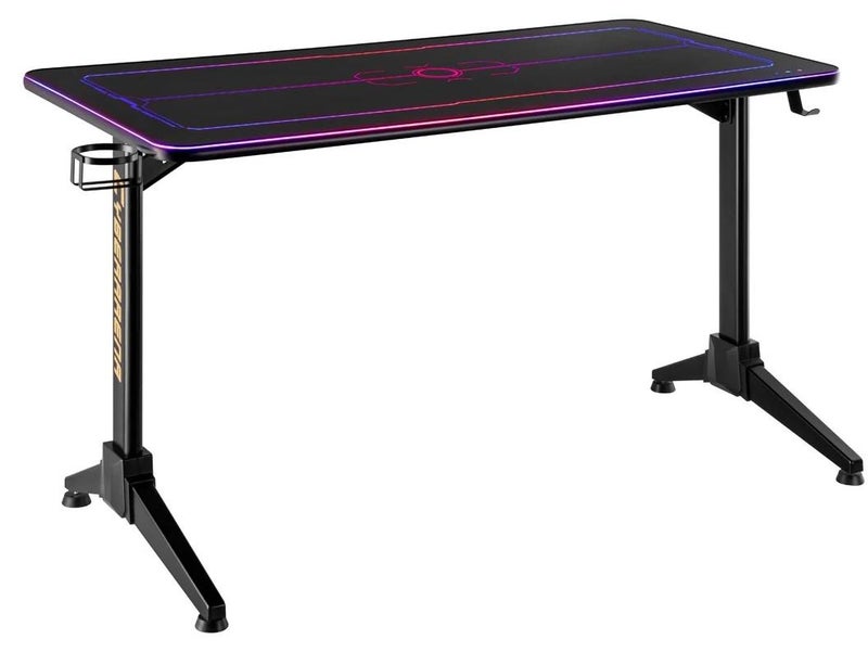 سكيل تك مكتب ألعاب Skill Tech Cyberwarrior RGB مع إضاءة RGB ديناميكية، مساحة واسعة 1195×595 مم، حمولة 100 كجم، حامل مشروبات، خطاف سماعة رأس - أسود SH BLD02 126 - Image 1