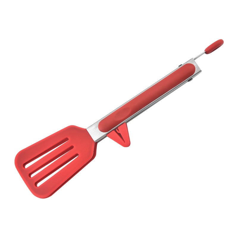 Silicone Kitchen Tongs for BBQ and Buffets Red Leak Shovel Clamp (OPP Bag)