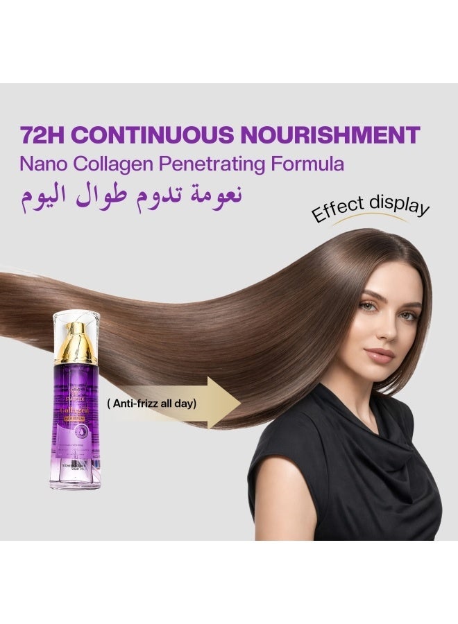 STARPLEX Collagen Leave-in Hair Oil 100ml, 72H Continuous Nourishment, Nano Hydrolyzed Collagen Anti-Frizz Smooth & Shine, Damaged Hair Repair for Dry Split Ends, Heat Protectant Hair Serum, Unisex for Sensitive Scalp - Image 1