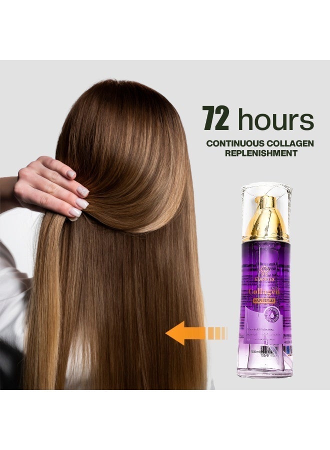 STARPLEX Collagen Leave-in Hair Oil 100ml, 72H Continuous Nourishment, Nano Hydrolyzed Collagen Anti-Frizz Smooth & Shine, Damaged Hair Repair for Dry Split Ends, Heat Protectant Hair Serum, Unisex for Sensitive Scalp - Image 3