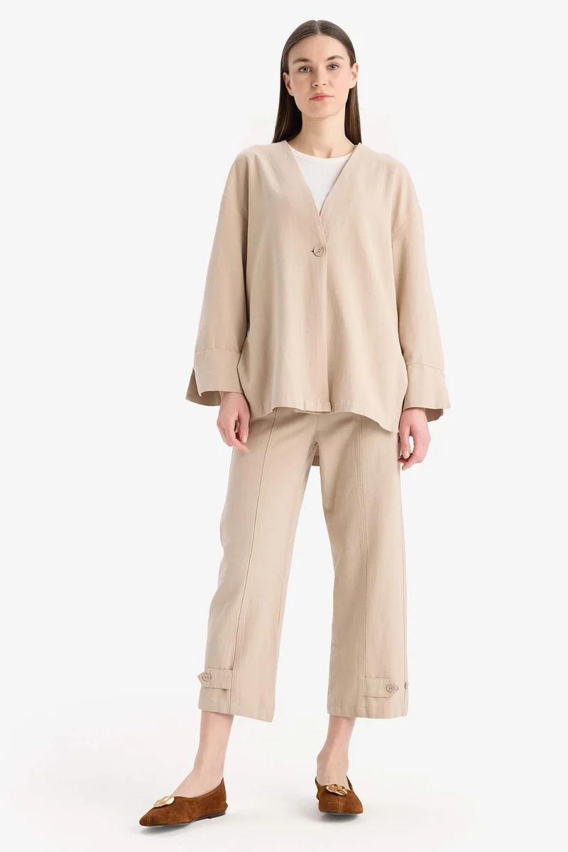 ديفاكتو Linen Blend Basic Harem Trousers