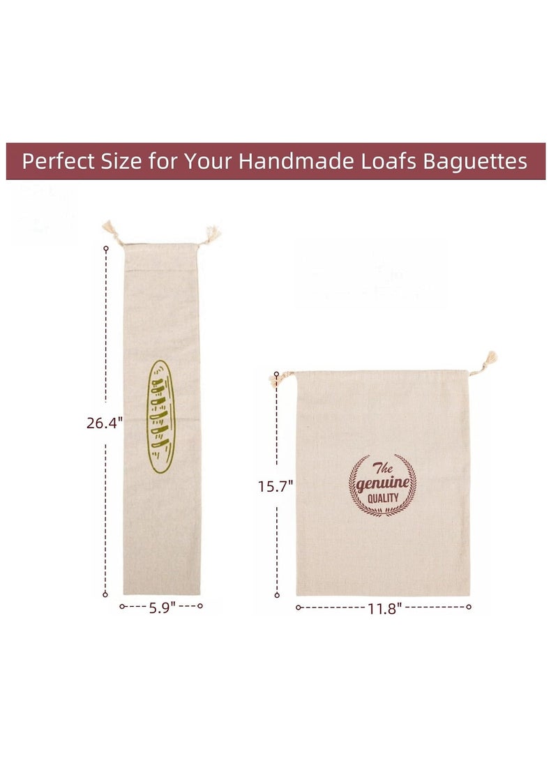 SYOSI 2-Pack Linen Bread Bags - Unbleached Reusable Burlap Storage Bags for Sourdough Loaves, Pastries, Baguettes, and Picnic & Camping Food - Image 4
