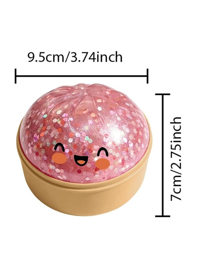 10cm Giant Dumpling Squishy with Steamer Box – Large Stress Relief Sensory Ball, Soft Dough Fidget Toy (red) - Image 2