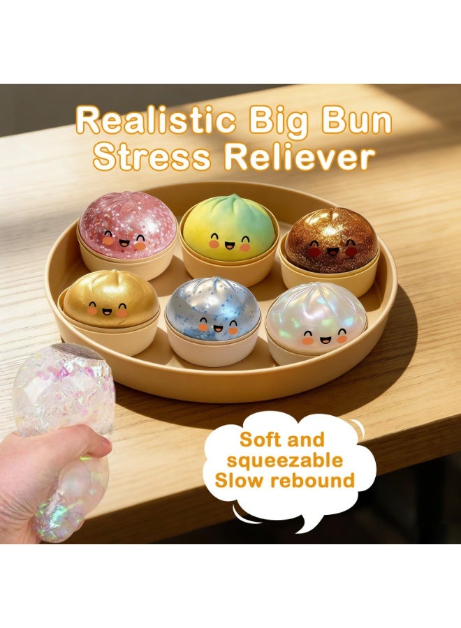 10cm Giant Dumpling Squishy with Steamer Box – Large Stress Relief Sensory Ball, Soft Dough Fidget Toy (red) - Image 4