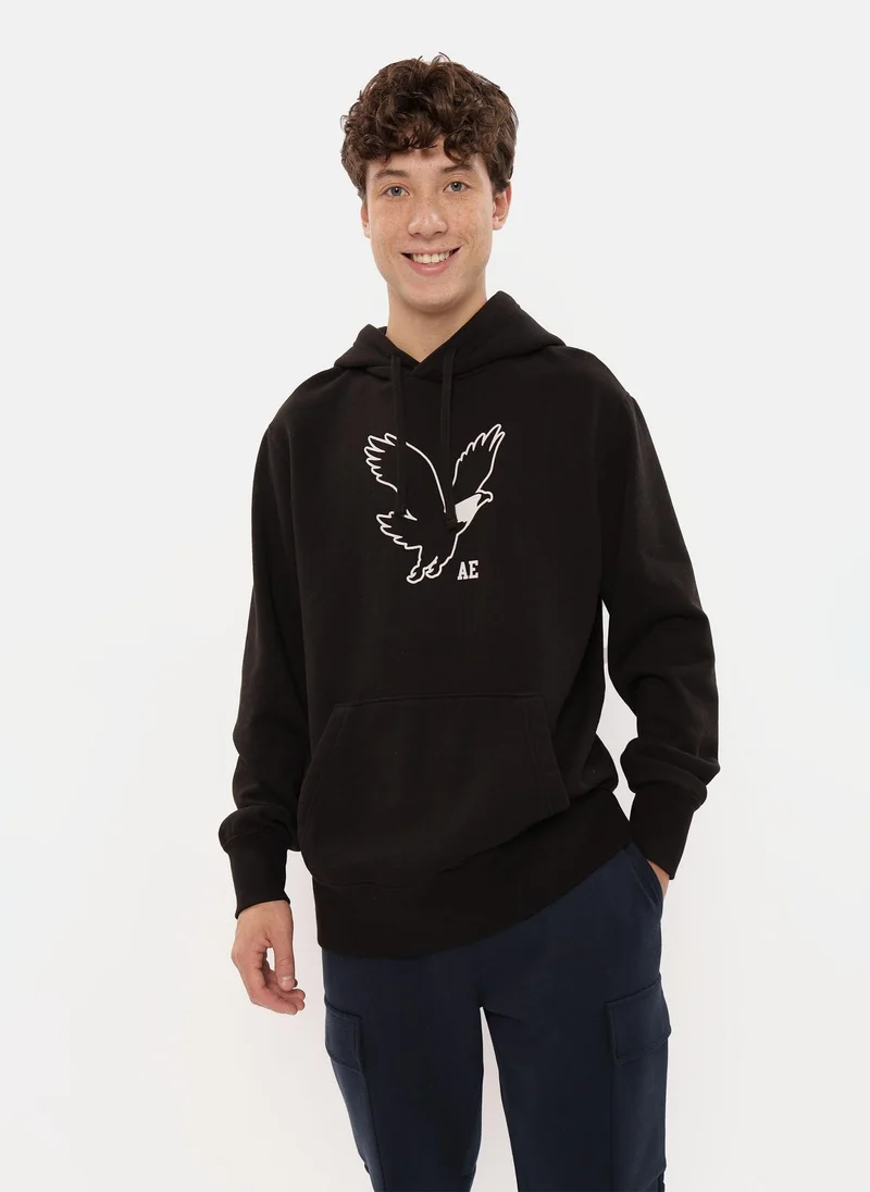 امريكان ايجل Graphic Pocket Deatiled Drawstring Pullover Hoodie