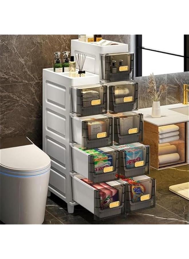 HOOKOR Bathroom Shelves, Slotted Storage Cabinets, Small Bathroom Storage Cabinets, Kitchen Corner Storage Cabinets Has 5-6 spaces for storage items, Waterproof Design (6 Layers) - Image 2
