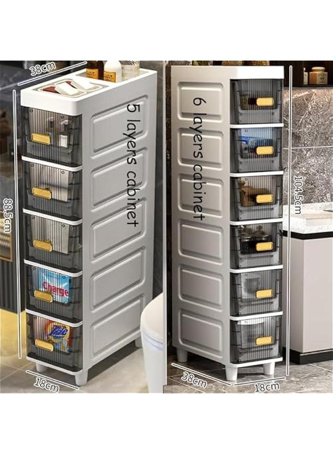 HOOKOR Bathroom Shelves, Slotted Storage Cabinets, Small Bathroom Storage Cabinets, Kitchen Corner Storage Cabinets Has 5-6 spaces for storage items, Waterproof Design (6 Layers) - Image 3