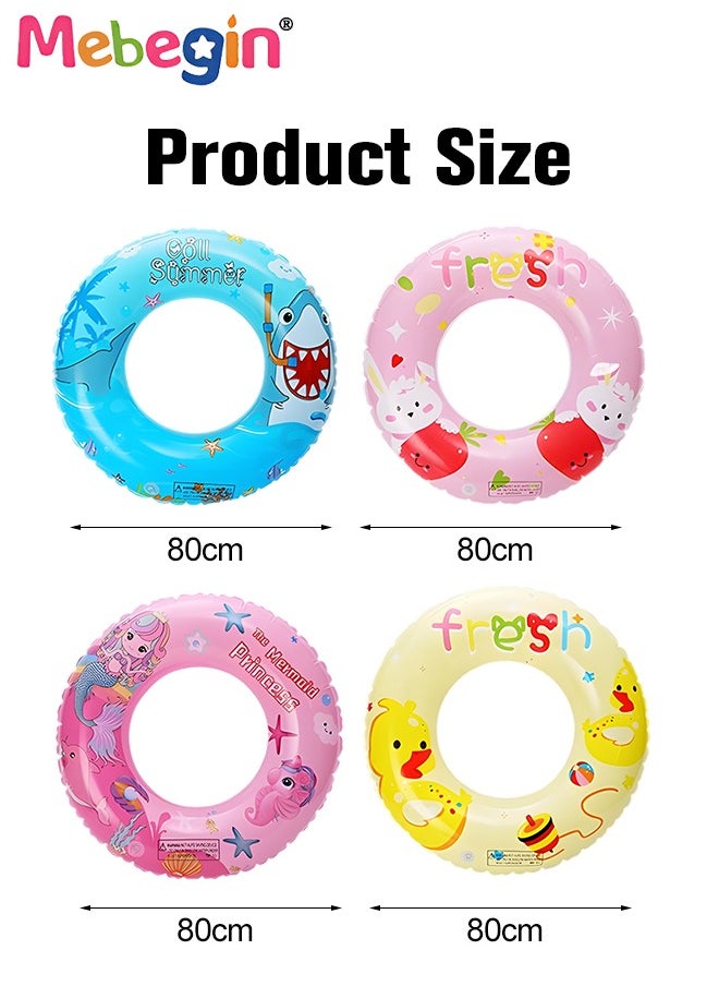 MEBEGIN - 4 PCS 80cm Swimming Rings with Cartoon Patterns, Durable Pool Floaties Toys, Unique Inflatable Pool Float, Fun Water Toys, Pool Party Supplies, Suitable for Pools, Beaches, Parties and Water Sports - Image 1