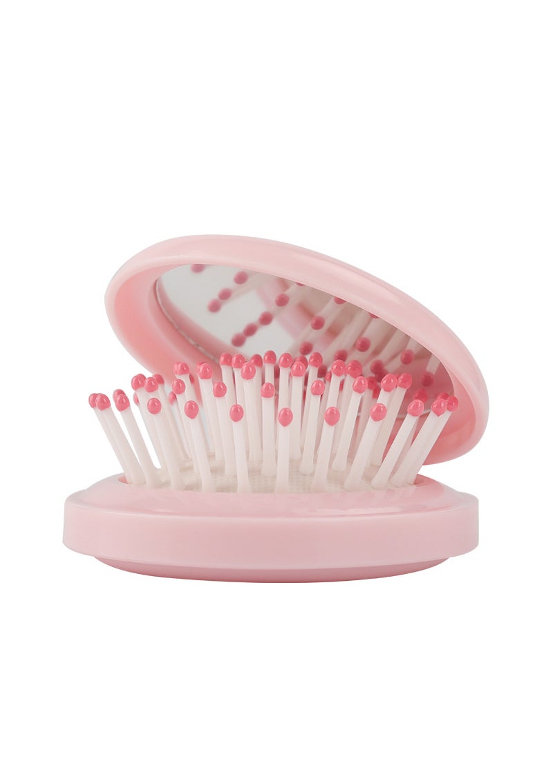 Generic Portable Folding Macaron Air Cushion Comb Pure Color Knot-Free Smooth Hair Massage Comb with Logo Customizable Plastic Hairbrush Pink 
