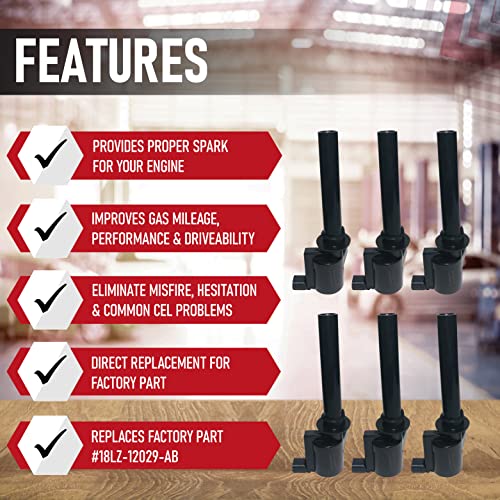 AA Ignition Ignition Coil Pack Set of 6 - Compatible with Ford, Mazda, Mercury 3.0L V6 Models - Replaces 18LZ-12029-AB, 18LZ-12029-AA, 2M2Z-12029-AC, DG500, DG513 - Fits 01, 02, 2003, 2004, 2005 Escape, Taurus - Image 2