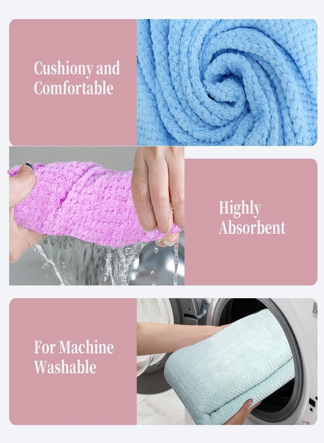 SENONAPO 24 Pcs Towels Set 6 Bath Towels 6 Washcloths and 12 Hand Towels, Reusable Absorbent Quick Dry Towels Colorful Coral Velvet Towel for Shower Bath Spa Hotel Bathroom Supplies (Multicolor) - Image 3