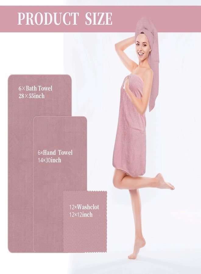 SENONAPO 24 Pcs Towels Set 6 Bath Towels 6 Washcloths and 12 Hand Towels, Reusable Absorbent Quick Dry Towels Colorful Coral Velvet Towel for Shower Bath Spa Hotel Bathroom Supplies (Multicolor) - Image 2