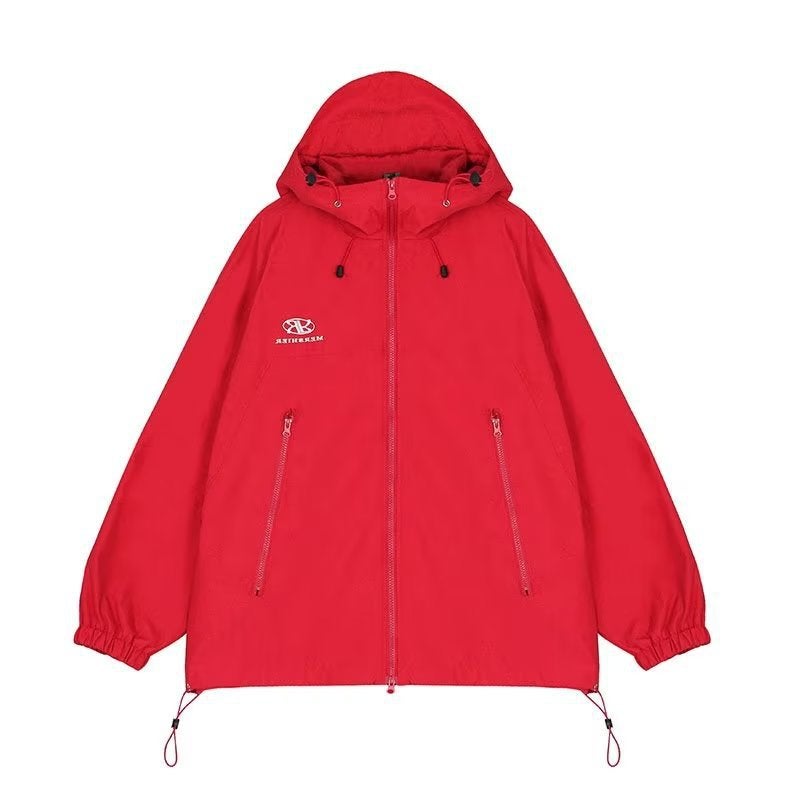 2022 Spring and Autumn Functional Hooded Waterproof Jacket Loose Casual Zipper Solid Color Coat Cool Trendy for Men and Women - Image 5